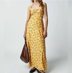 NWT Free People Rosalee Midi in Yellow Combo Size L